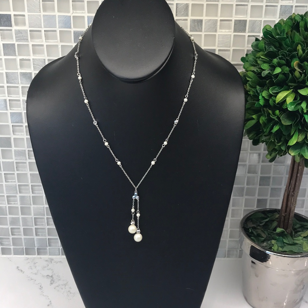Ralph Lauren New Silver Double Pearl Necklace